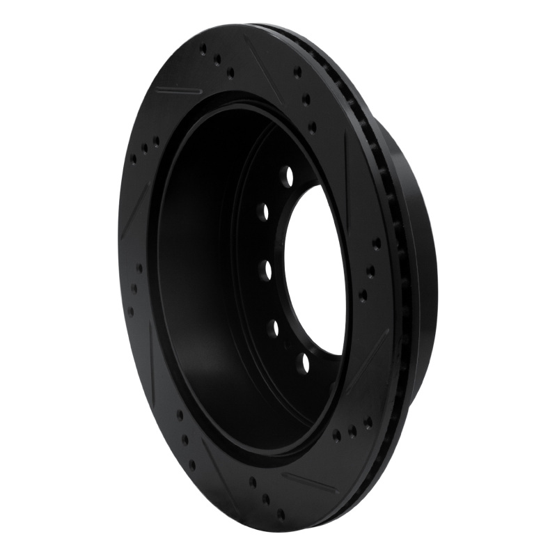 Lexus GX460 Brake Rotor (1) - Rear Left - R1 Concepts - Drilled & Slotted - Black - `10-`24